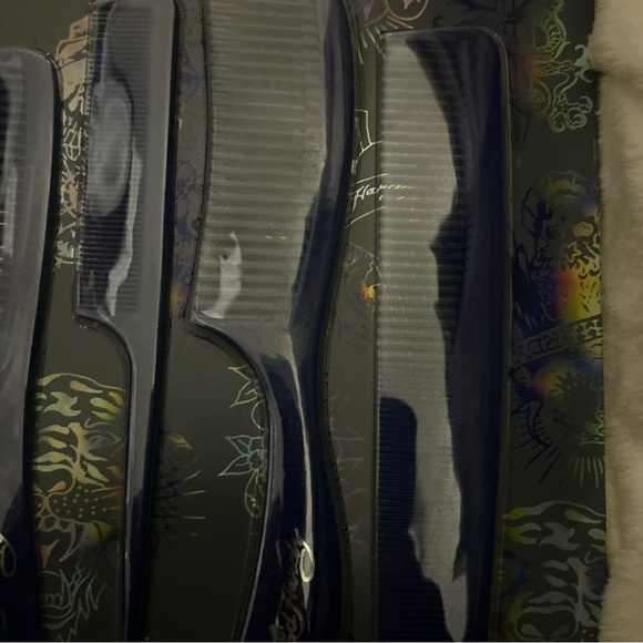Ed Hardy 4 pc professional navy blue 1971 comb grooming set styling tail dresser - Picture 8 of 15